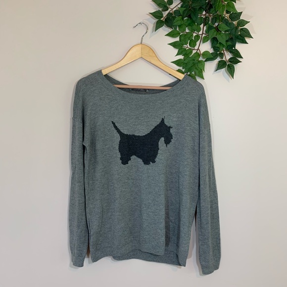 LOFT Sweaters - Loft Gray Scottish Terrier Graphic Sweater M